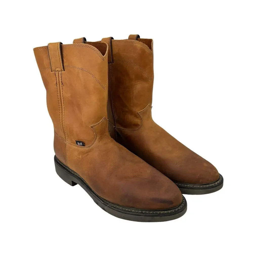 Justin Conductor Aged Bark Real Leather Rubber Sole Round Toe Work Boots